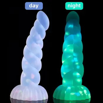 Темный светящийся фаллоимитатор для женской мастурбации, цветной желейный пенис, секс-игрушки для женщин, Большой мягкий член, легкий эротический фаллоимитатор с присоской