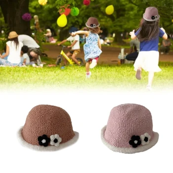 Теплая шапка для путешествий на открытом воздухе, детская шапка-купол с цветочным узором, шляпа рыбака для младенцев, мальчиков и девочек, кепка с большими полями, шляпа для бассейна H37A