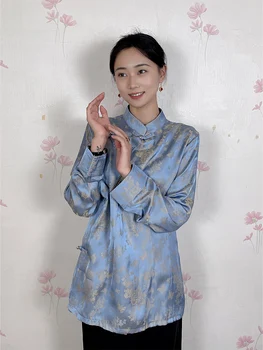Тибетская одежда Женская 2023 Новая аристократическая улучшенная рубашка из высококачественного ледяного шелка Одежда для путешествий по Тибету