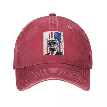 Трамп 2024 Президентские Выборы в США Мужская Бейсболка Потертые джинсовые Шляпы Кепка Винтажный подарок для игры в гольф на открытом воздухе Бейсболка Snapback