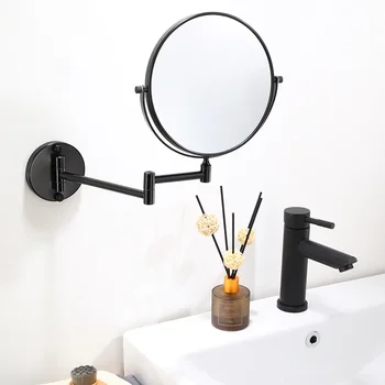 Туалетное зеркало Настенное 8-дюймовое Увеличительное двустороннее зеркальное пространство алюминиевое Черное зеркало для макияжа Косметическое зеркало Подарок леди