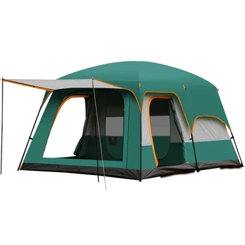 Утолщенная водонепроницаемая палатка на 8-10 человек, для кемпинга на открытом воздухе, 2-комнатная палатка, высокое качество, бесплатная доставка