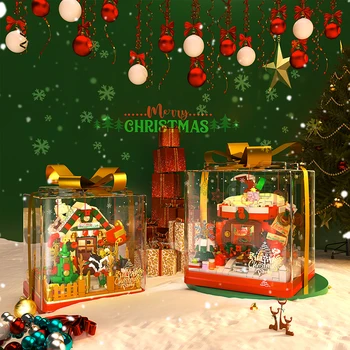 Фантазийный Рождественский домик Санта-Клауса, Подарочная коробка с рождественскими фруктами, сборка Мини-гранулированных строительных блоков, украшающих дом, подарки для детей