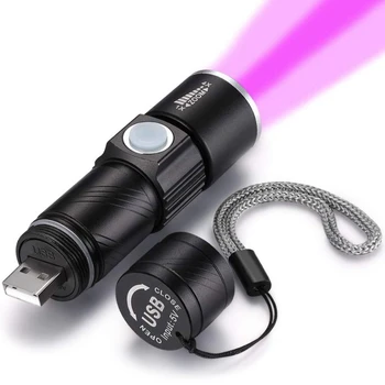 Фонарик с ультрафиолетовым излучением 395Нм Blacklight USB Перезаряжаемый Светодиодный Фонарик Водонепроницаемый Инспекционный Фонарь для мочи домашних животных