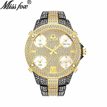 Хит продаж 2023 года, модные водонепроницаемые мужские часы с многоразовым ночным свечением и большим циферблатом, инкрустированные бриллиантами.
