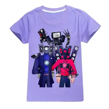 Хлопковая детская футболка Skibidi, детская одежда для туалета, повседневные рубашки, футболки Унисекс с коротким рукавом для мальчиков и девочек от 2 до 16 лет