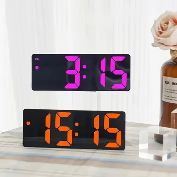 Цветной светодиодный электронный будильник с регулируемой яркостью 3 уровня Отображения времени Даты температуры Настольные часы с большим экраном