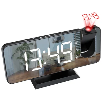 Цифровой проекционный будильник Будильник на батарейках для спальни Светодиодные настольные часы с потолочным проектором Электронные настольные часы