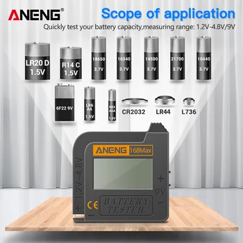 Цифровой тестер емкости литиевой батареи ANENG 168Max Универсальный Тестовый дисплей анализатора нагрузки в клетку Проверьте ячейку кнопки AAA AA
