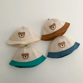 Шапки для новорожденных Дышащая шапочка Милые шапочки с рисунком Медведя для маленьких девочек и мальчиков Унисекс Детские аксессуары для детей 10-20 месяцев