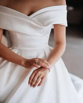 Элегантное длинное атласное свадебное платье для невесты с открытыми плечами, Vestidos De Novia