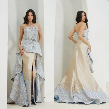 Элегантное платье Yipeisha для выпускного вечера, русалка без бретелек, платья длиной до пола, Атласная аппликация по вертикали, индивидуальные 