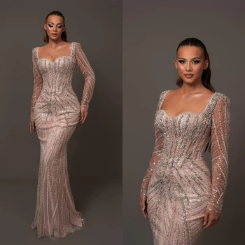 Элегантные вечерние платья Русалки с 3D-кружевом, блестящие кристаллы, нерегулярные облегающие платья для выпускного вечера длиной до пола, Размер на заказ
