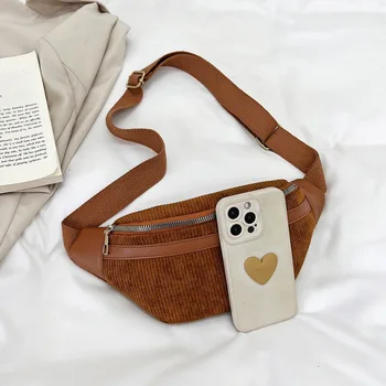 Японская и корейская вельветовая нагрудная сумка для девочек, сумка через плечо, новинка 2023 года, поясная сумка для мобильного телефона, ретро маленькая сумка для тела, ...