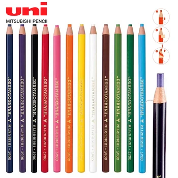 Японский цветной карандаш для рисования UNI 7600, Масляный карандаш для защиты окружающей среды, карандаш для разрывной бумаги / Карандаш для вытягивания / 12 цветных канцелярских принадлежностей для рисования